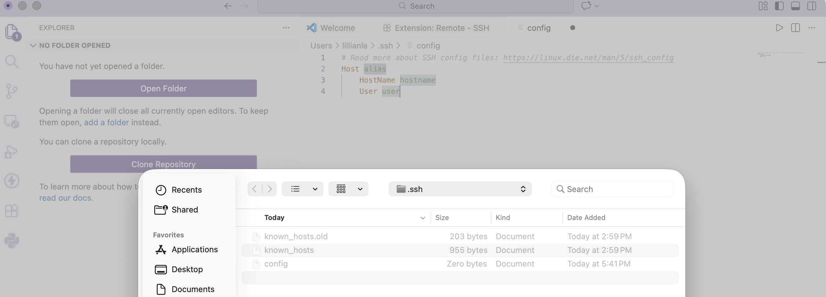 open files